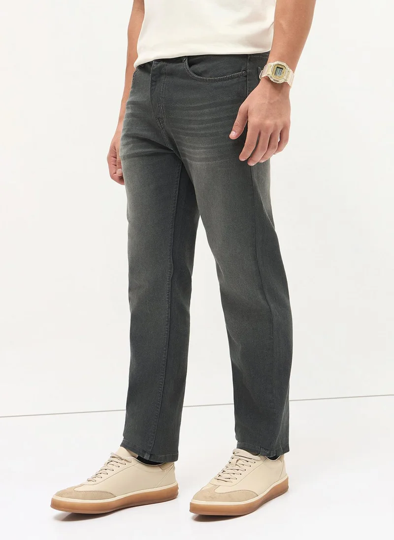 Urbano Fashion  Urbano Fashion Men's Dark Grey Regular Fit Heavy Washed Denim Jeans Stretchable for Men | Best Price UAE